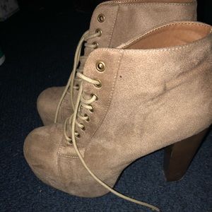 Tan lace up booties